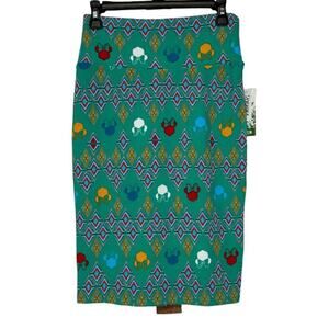 Lularoe Disney Minnie Mouse Green Cassie Pencil‎ Skirt Size XS